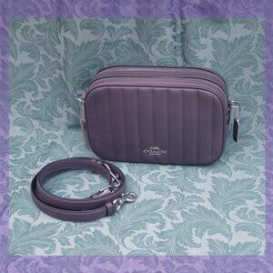 NWT $428 Coach Puffy Linear Quilting Jes Silver Amethyst Leather Crossbo…